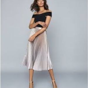 Reiss Betty Pleated Metallic Midi Skirt, Pink, 6 US BNWOT